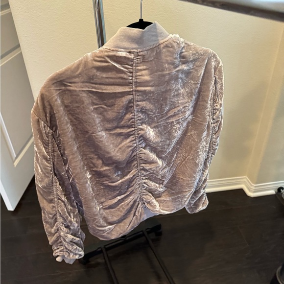 Free People Ruched Velvet Bomber Jacket in XS - Picture 3 of 4